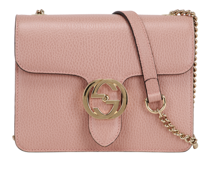 Interlocking GG Shoulder, &pound;550, Handbags, Pink, Leather, Front view